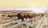 Charles Marion Russell Canvas Paintings - The Bison Trail